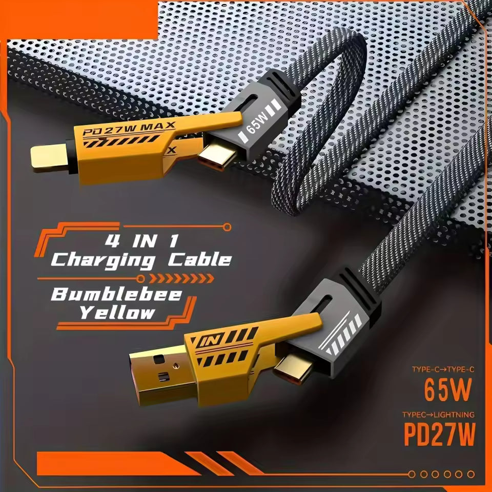 4 in 1 USB C Cable Fast Charging Data Cable 65W 27W PD QC3.0 Multifunction Charger Sync Cord For iPhone Samsung Huawei Xiaomi