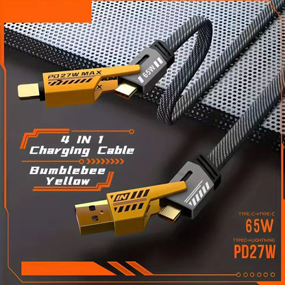 4 in 1 USB C Cable Fast Charging Data Cable 65W 27W PD QC3.0 Multifunction Charger Sync Cord For iPhone Samsung Huawei Xiaomi