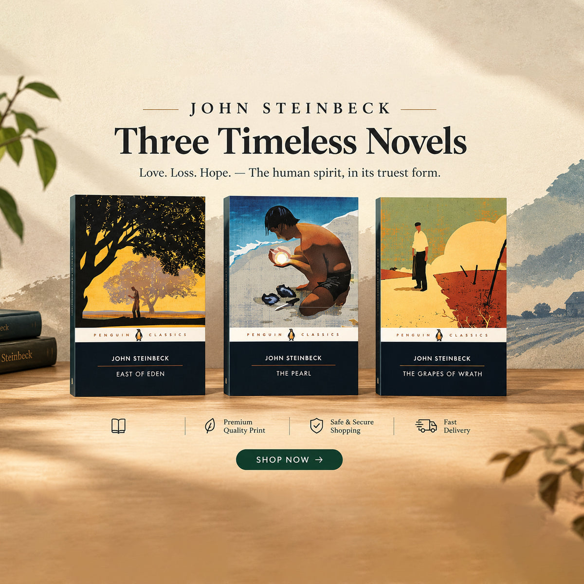John Steinbeck 3 Books collection
